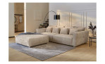 Hocker und Big Sofa Giant mit einem Chenillebezug in der Farbe Beige, Milieubild