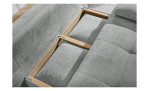 Schlafsofa Delia: graues Sofa mit offenem Stauraum unter der Sitzfläche, Maße flexibel wählbar.