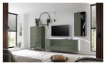 Highboard Couleur in der Farbe Olivgrün ohne Füße im Wohnzimmer mit anderen Möbeln der Serie