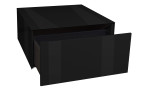 Couchtisch Couleur in der Farbe Vulkanschwarz mit geöffneter Schublade