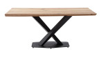 Esstisch Gronau mit Tischplatte aus geöltem Massivholz und schwarzem Säulen-Gestell