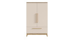 Kleiderschrank Stiene in Cashmere-Beige aus Holzwerkstoff und einer Absetzung in Eiche