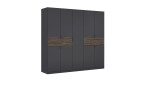 Drehtürenschrank Timo, in der Farbausführung Grau metallic / Atlantic oak dunkel, Schrägansicht