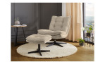 Relaxsessel Kairo mit Hocker in der Farbe greige, in einem Raum stehend
