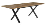 Ausziehtisch Maxi 2 mit einer Tischplatte aus Holzwerkstoff in Wildeiche und einem schwarzen Metallgestell. Ausgezogen