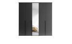 Kleiderschrank in Graphit 5-türig davon vier Holztüren und eine Spiegeltür