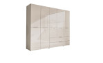 Kleiderschrank Bergamo in Kaschmir mit Glasauflagen, 5 Türen und 2 Schubladen