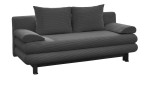 Schlafsofa Bill in Grau aus einem Breitcordbezug und schwarzen Füßen.
