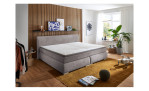 Boxspringbett Family, in der Farbausführung Dunkelgrau, in einem Raum stehend ohne Deko