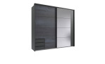 Schwebetürenschrank Petra in digi-steel-Optik und Graphit, mit Spiegel und 3 Schubkästen