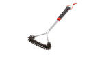 Weber Grillbürste dreiseitig, 45 cm, mit Komfortgriff, Metallborsten und roter Schlaufe, auf weißem Hintergrund.