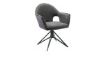 Stuhl Mia mit einem anthraziten Bezug und einem schwarzen Fuß