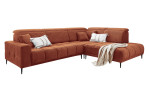 Komfort-Wohnlandschaft Luan in einem orangefarbenen Cordstoff.
