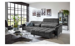Komfort-Big Sofa Lilly mit einem Cordbezug in Dunkelgrau, Sitztiefenverstellung rechts ausgefahren, Milieubild