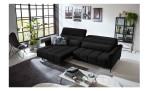 Komfort-Big Sofa Lilly mit einem Cordbezug in Anthrazit, Sitztiefenverstellung links ausgefahren, Milieubild