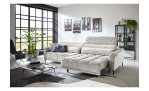 Komfort-Big Sofa Lilly mit einem Cordbezug in Creme, Sitztiefenverstellung rechts ausgefahren, Milieubild