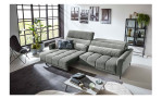 Komfort-Big Sofa Lilly mit einem Cordbezug in Hellgrau, Sitztiefenverstellung links ausgefahren, Milieubild