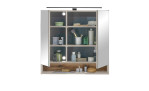 Spiegelschrank Djerba, in der Farbausführung Spiegel / Kaschmier / Evoke Eiche, Frontansicht mit offenen Türen
