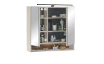 Spiegelschrank Djerba, in der Farbausführung Spiegel / Kaschmier / Evoke Eiche, Schrägansicht mit offenen Türen