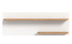Wandboard Manhatten mit einer weißen Rückwand und Ablageböden in Nox Oak aus Holzwerkstoff. Frontalansicht.