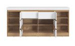 Sideboard Calvi in Alpinweiß mit Holzabsetzung, 4 Drehtüren und 2 Schubladen 