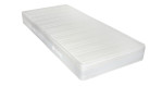 Taschenfederkernmatratze Moon TFK 100 x 200 cm H3 aus einem weiße Doppelstepptuch das mit Klimavlies versteppt ist.