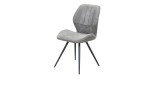 Stuhl Marbella mit einer Seitlichenansicht und einem grauen Stoff.