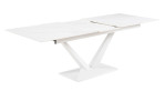 Esstisch Bern, in der Plattenausführung Weiß Keramikoptik, Schrägansicht mit der Ausziehfunktion