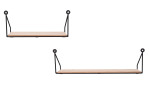 Wandregal 2er-Set mit einem Gesatell in Schwarz und Ablageböden aus Holz. Frontansicht