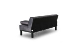 Schlafsofa Ruben, schwarzer, moderner Futon, 190 x 84 cm, Metallbeine, Rückansicht vor weißem Hintergrund.