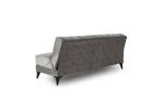 Schlafsofa Arlo, grau gepolstert mit gemusterter Rückenlehne, dunkle Beine; Maße: B 192 x T 84 cm.