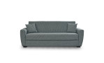 3-Sitzer-Sofa „Aiden“, grau, 227 cm breit, mit zwei passenden Kissen vor weißem Hintergrund.