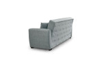3-Sitzer-Sofa „Aiden“ in Hellgrau, Rückansicht schräg von rechts auf weißem Hintergrund; Maße wählbar: Breite, Tiefe, Höhe.