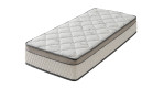 Federkernmatratze Easydream TFK 5300, 90 × 200 × 30 cm, weiß gesteppt, beige Seiten, dunkelgraue Keder.