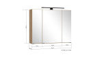 Spiegelschrank vito Menzo in der Korpusausführung Tira Eiche hell mit Außenmaße