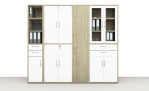 Einzeltür vito Vary in Birke Nachbildung mit anthrazitfarbenem Boden mit weiteren Möbeln der Serie