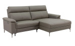 Ecksofa UG3109B in braun aus Leder+PVC, elektrisch verstellbar, Ausführung Ottomane rechts