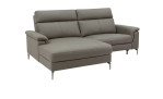 Ecksofa UG3109B in braun aus Leder+PVC, elektrisch verstellbar, Ausführung Ottomane links