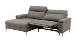 Ecksofa UG3109B in braun aus Leder+PVC, elektrisch verstellbar, Ausführung Ottomane links, Ansicht der Funktion