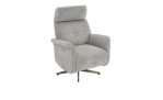 TV-Sessel Ibiza mit Bezug aus hellgrauem Stoff, Schrägansicht von vorne