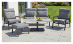 Gartenhocker LC Garden Belinda in grau und anthrazit mit Kissen, Ansicht im Milieu