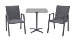 Bistrotisch Diwo von LC Garden mit einer gesinterten Tischplatte in grau, Ansicht mit Stühlen