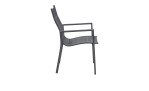 Gartenstuhl Livorno in Anthrazit, stapelbar mit Aluminiumgestell, Ansicht von der Seite