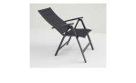 Verstellbarer schwarzer Aluminium-Gartenstuhl Livorno Black mit Sitzfläche und Rückenlehne aus Netzgewebe.