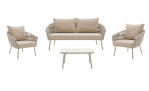Garten-Set Cuxhaven in beige, bestehend aus Sofa, 2 Sessel und Couchtisch