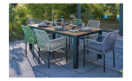 Gartentisch Roma von outdoor mit Teakholz Tischplatte und Edelstahl-Gestell in schwarz, Ansicht im Milieu