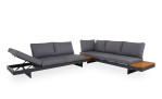 Lounge-Set Accra mit Tischplatten aus Akazienholz, Gestell in Anthrazit aus Aluminium und dunkelgrauen Polsterauflagen, Freisteller Funktion