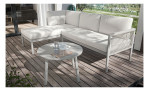 Gartenlounge-Set in taupe-beige, aus Aluminium und Olefin, Ansicht im Milieu