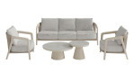 Outdoor-Gartenlounge-Set „Life“: 5-teiliges Aluminium-Set mit Sofa, Stühlen und Couchtischen aus Sinterstein.