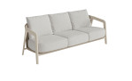 Das Outdoor-Gartenlounge-Set „Life“ verfügt über beigefarbene Kissen, ein helles Holzgestell und ein Aluminiumgestell vor weißem Hintergrund.